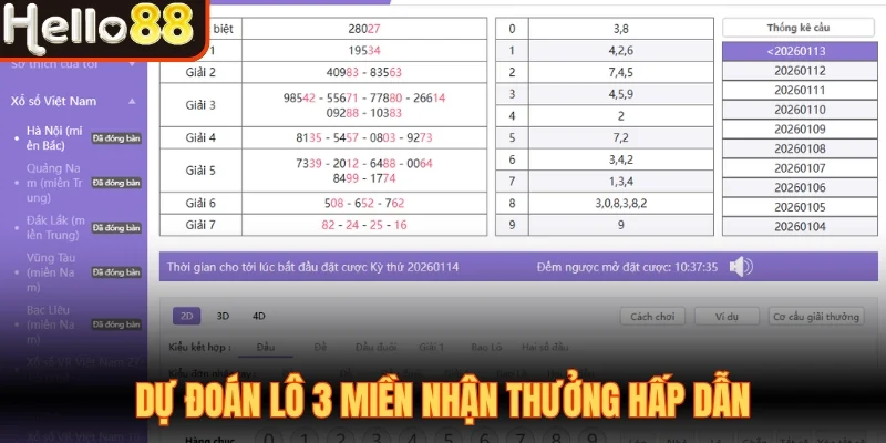 Dự đoán lô 3 miền nhận thưởng hấp dẫn